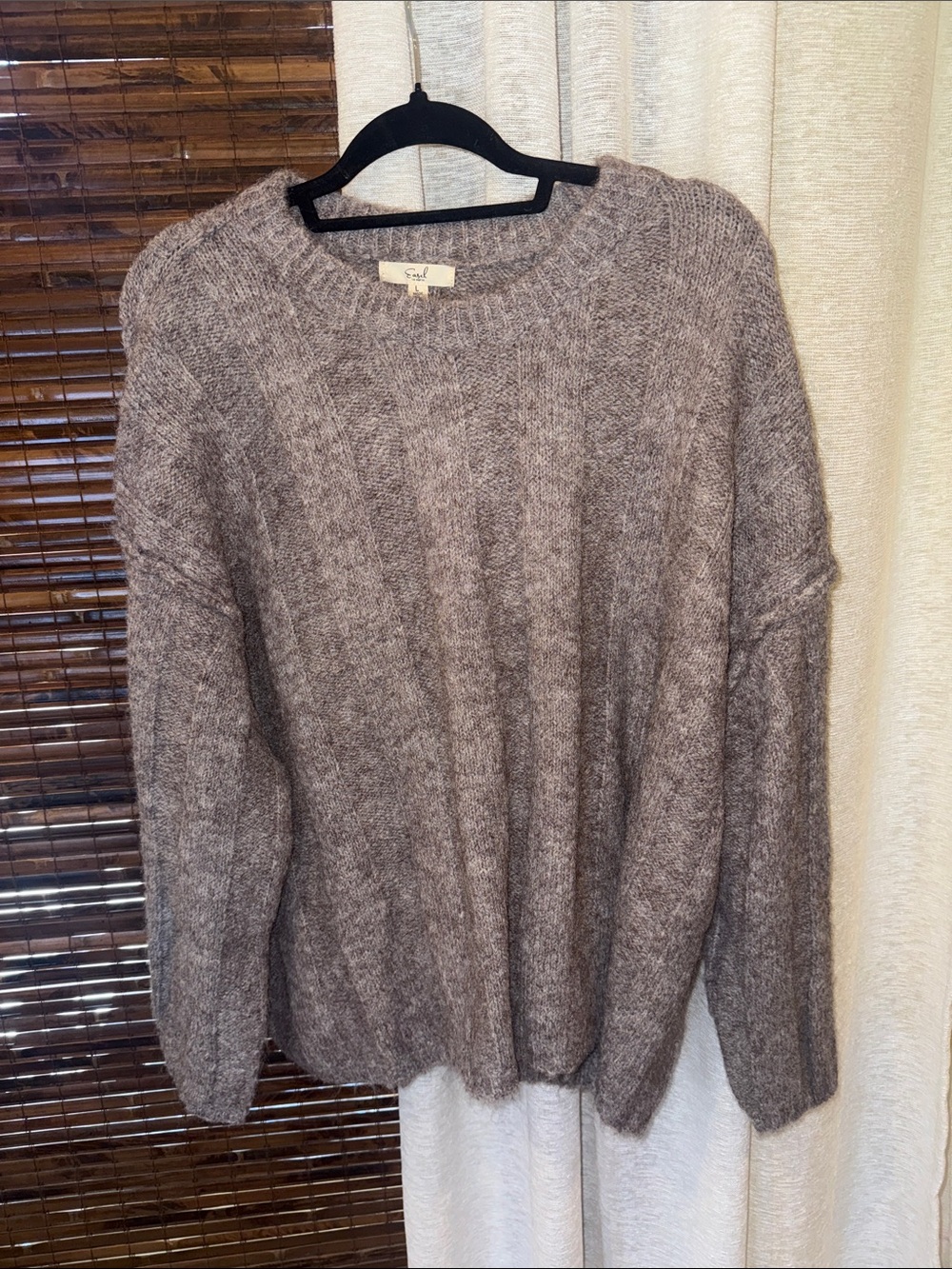 Cozy Women's Taupe Crewneck Sweater - Soft Knit